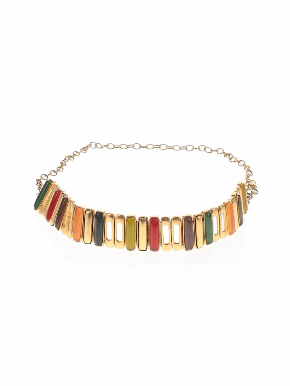 Gold Multicolor Enamel Bar Choker Necklace